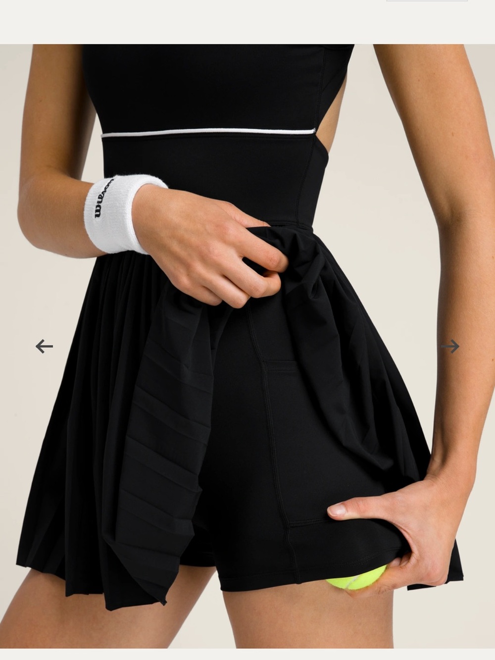 Black Scoop Neck Tennis Dress with Contrast Waist NWT - Picture 2 of 5
